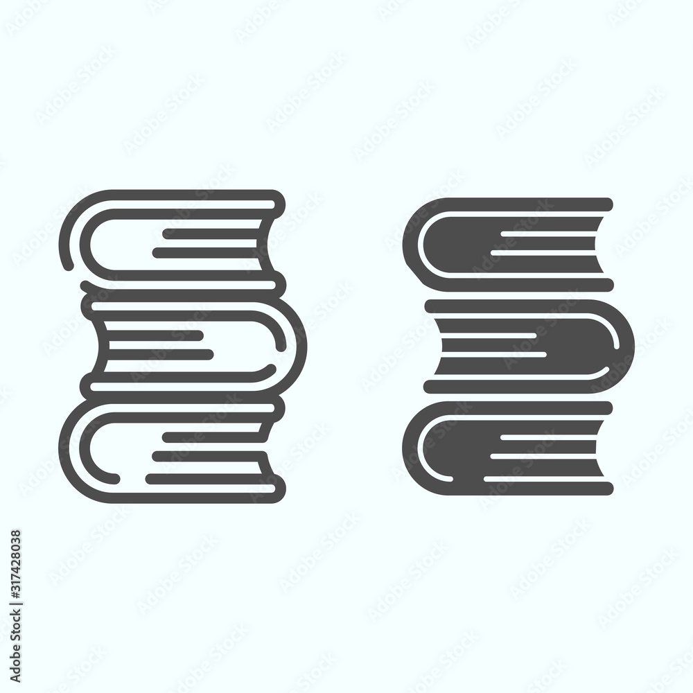 Poster books line and solid icon. book stack vector illustration isolated on white. three closed books outl