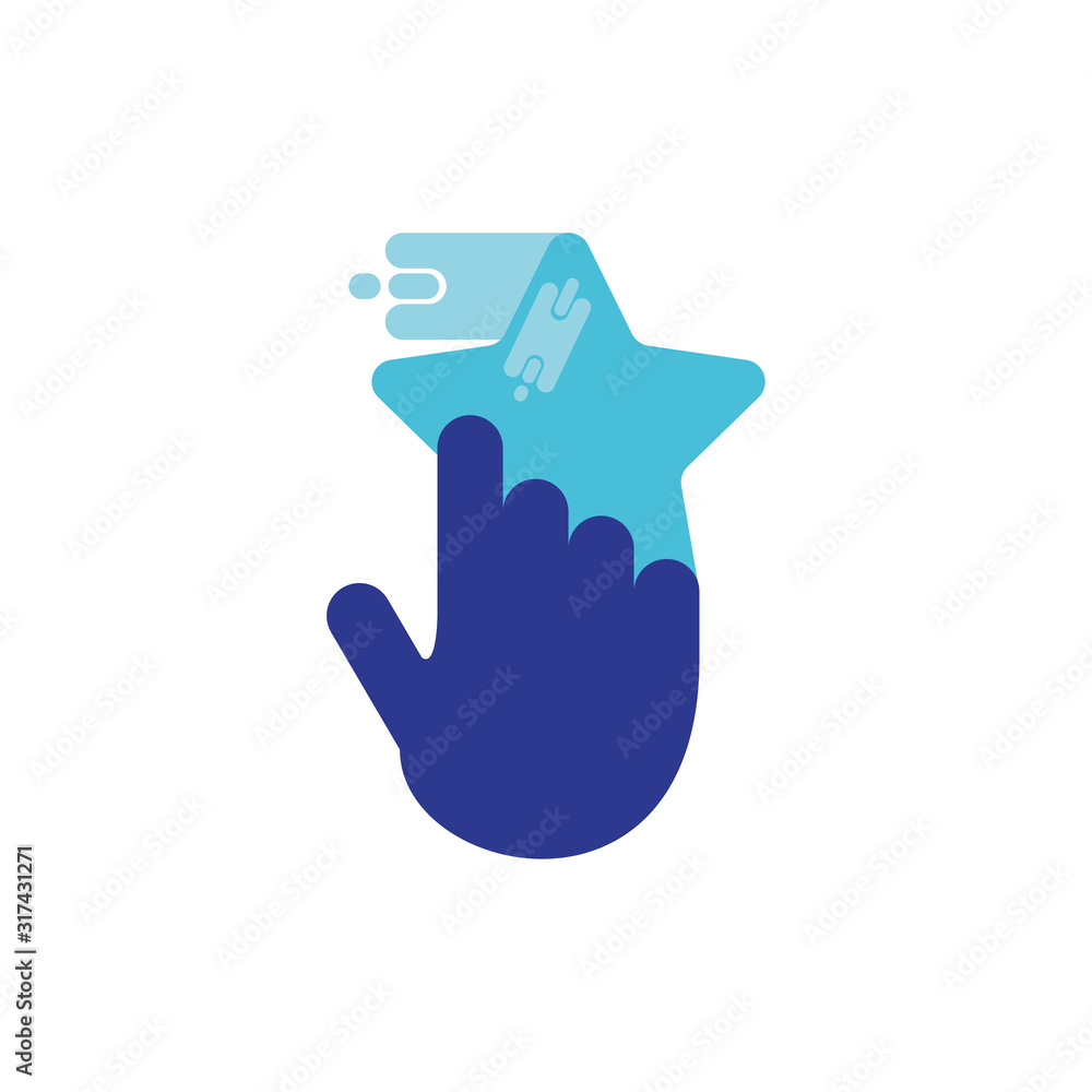 Poster isolated cursor hand with star vector design
