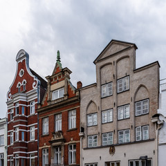 Colorful old gable houses in historic centre of Lubeck, Germany