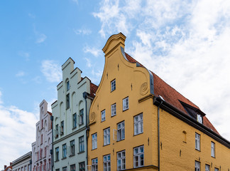 Colorful old gable houses in historic centre of Lubeck, Germany