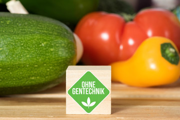 Gemüse und Hinweis Ohne Gentechnik