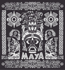 Mayan Aztec Motifs Concept vector illustration, Tattoo Tribal Style.