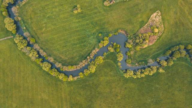 curve river on the field