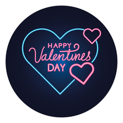 happy valentines day lettering with hearts decoration