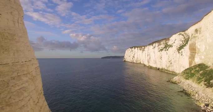 Chalk cliffs near Old Harry Rocks on the Dorset coast, Isle of Purbeck, Dorset, United Kingdom