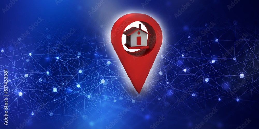 Aufkleber 3d rendering red map pointer