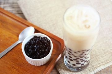 bubble boba for refill. for ice milk tea Taiwan style with  Fresh drink in coffee shop