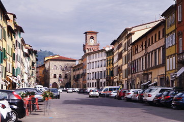 Giuseppe Mazzini square in Pescia, Tuscany, Italy