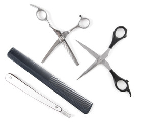 Scissors and combs for cutting hair