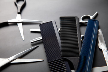 Scissors and combs for cutting hair