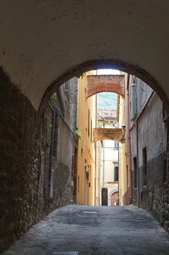 Typical alley in Pescia, Tuscany, Italy