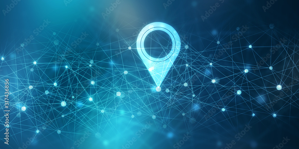 Poster 2d rendering red map pointer
