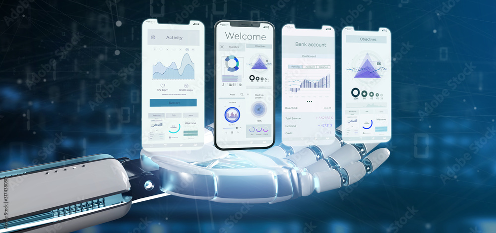 Poster application interface ui on a smartphone - 3d rendering