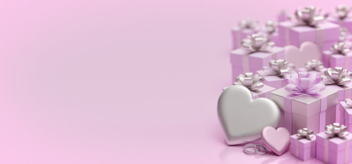 Obraz na płótnie Canvas Valentine's day illustration with heart - 3d rendering