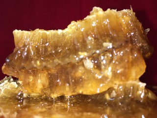 abstract hexagonal background natural fresh golden liquid honey honeycombs