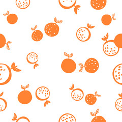 Seamless hand drawn vector pattern of decorative oranges. Citrus pattern. Textile background. Design for cards.