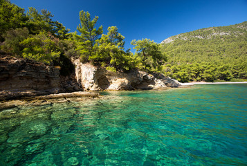 Scenic view of coastline Cökertme Bodrum Turkey