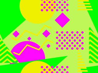 Memphis seamless pattern. Chaotic geometric shapes in the style of 80s. For promotional products, wrapping paper and printing. Vector illustration