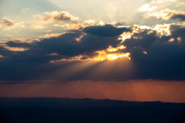Sunlight penetrating through the clouds
