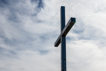 Details of Summit Cross of Peak Branderschrofen, 1881 m, Mount Tegelberg, Ammergauer Alps near Füssen, Schwangau, Bavaria, Germany