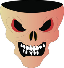 Scary skull with a cut off part of the head