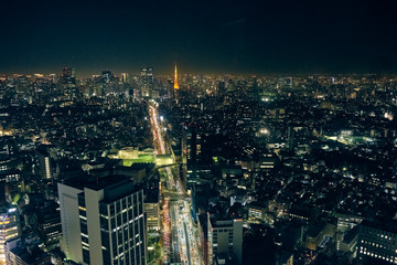 光の美しい東京の都市　新しい渋谷の街並み