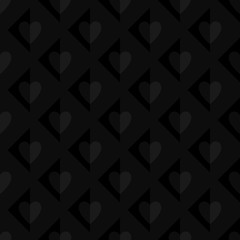 Dark texture with hearts. Seamless abstract volume pattern. Good for Valentines Day, wedding invitation and other.