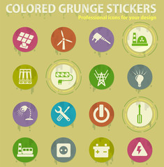 Electricity colored grunge icons