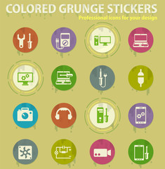 Electronics repair colored grunge icons