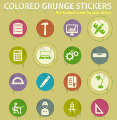 engineering colored grunge icons