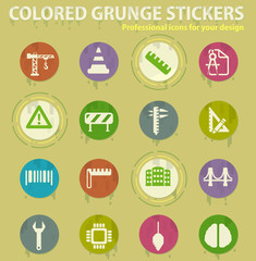 engineering colored grunge icons