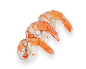 Cooked shrimp isolated on white background. This has clipping path.
