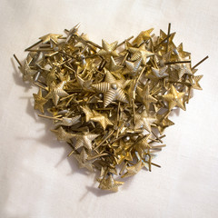 Heart of metal stars. Stars for sewing on military uniforms