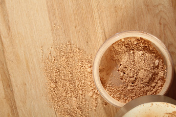 Loose face powder. Women's cosmetics
