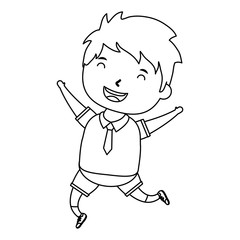 cute little student boy character