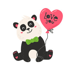 Cute poster with panda bear