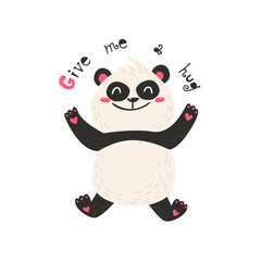 Cute poster with panda bear