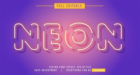 neon text effect that can be edited easily, letters are bright and attractive, editable text effect in adobe Illustrator, just one click, fonts not included