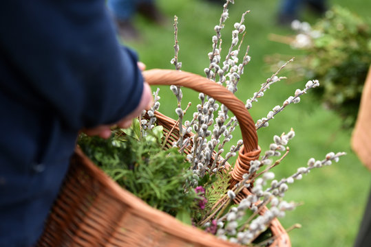 Palmbuschen - sticks decorated with various twigs, catkins, cr&ecirc;pe paper, etc.