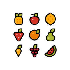 Fruit icon bundle. fruit icon vector template
