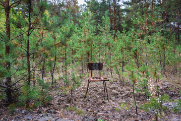 Remains of summer camp in Chernobyl Exclusion Zone, Ukraine