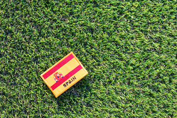 The spanish flag on the green grass