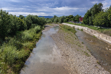 River Sucevita in Marginea town in Romania