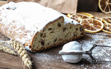 Traditional Christmas festive dessert. Stollen.