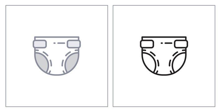 Baby Diapers Icons. Vector Illustration