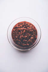 Homemade Tandoori Paste or Marinade mixture, in a bowl. used for grilled chicken or Paneer or vegetable. selective focus