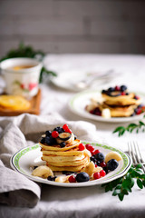 Gluten free pancakes with mixed berry.style vintage