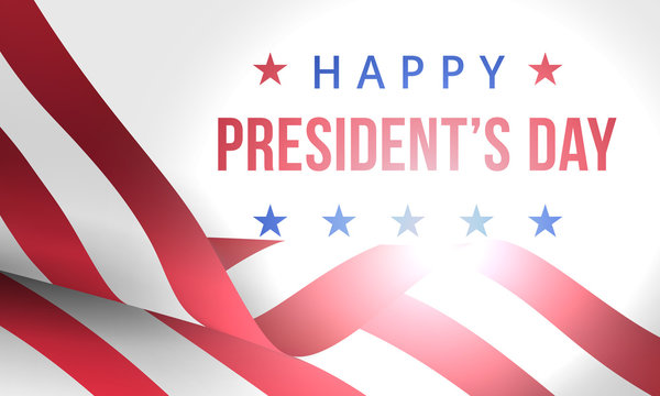 Happy Presidents Day. Festive banner with american flag and text. Vector illustration