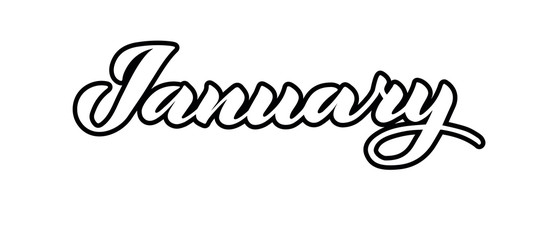 January - vector lettering of hand drawn., isolated on white.  EPS 10