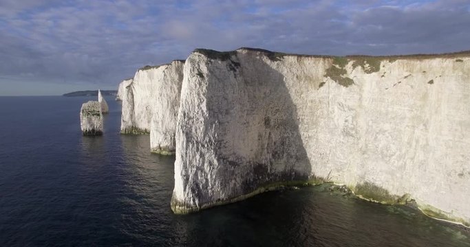 Chalk cliffs near Old Harry Rocks on the Dorset coast, Isle of Purbeck, Dorset, United Kingdom